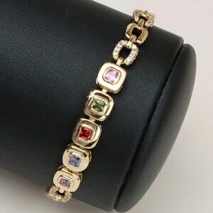 "Colorful Cushion-Cut Crystal Rose Gold Bracelet, XPBL0771